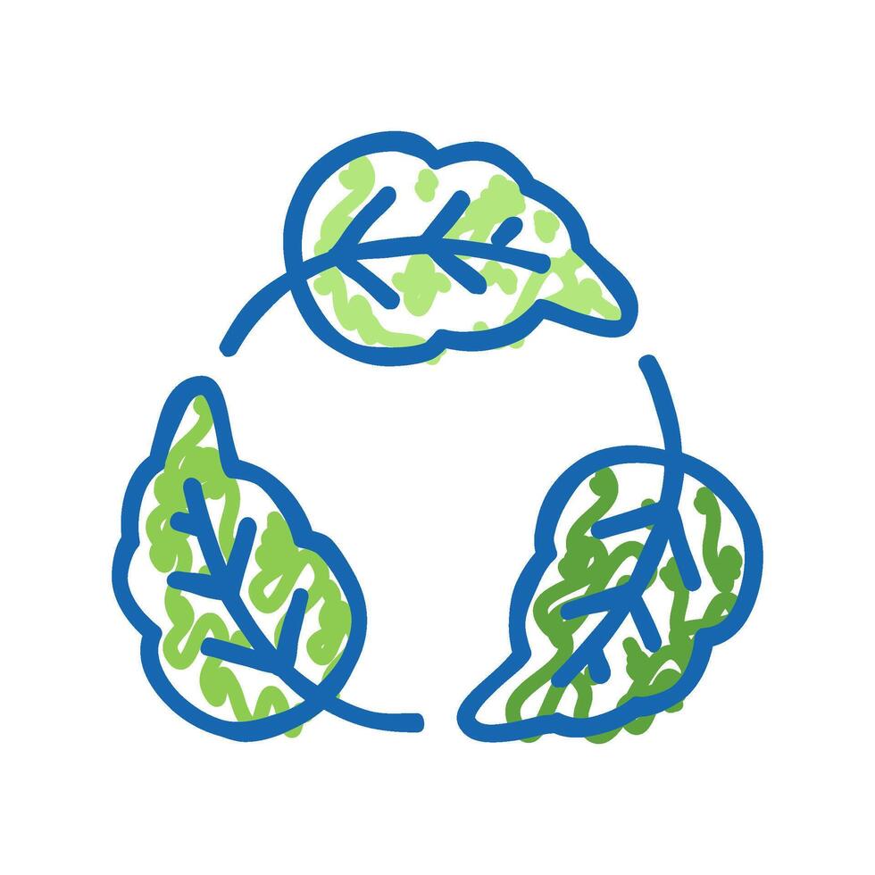 eco recycle leaf icon doodle illustration vector