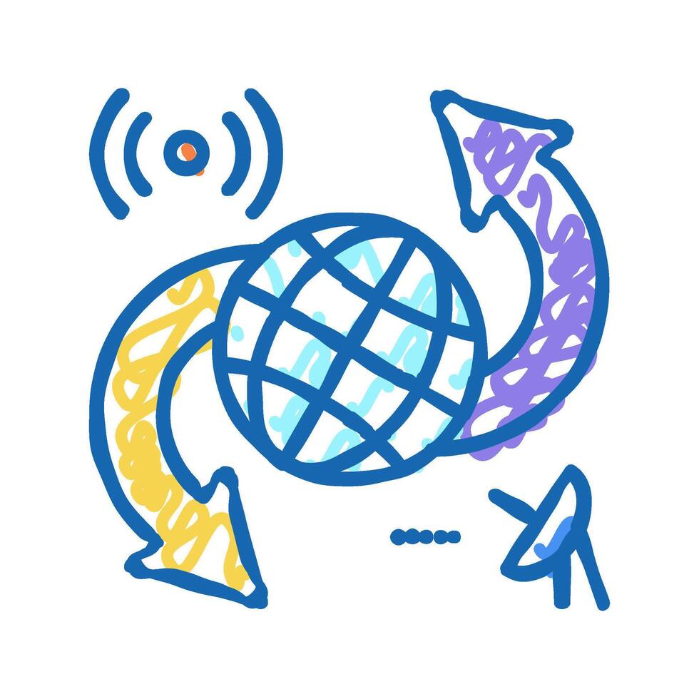 broadcast technology icon doodle illustration vector