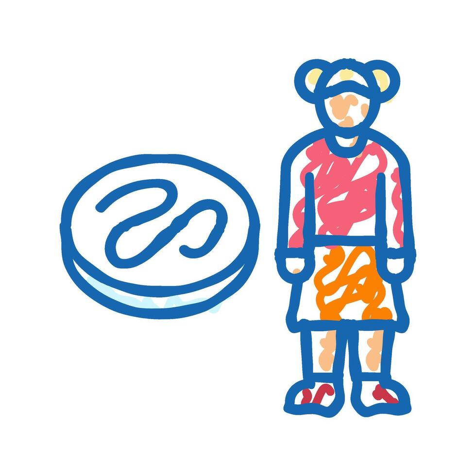 kid girl helminth worm icon doodle illustration vector