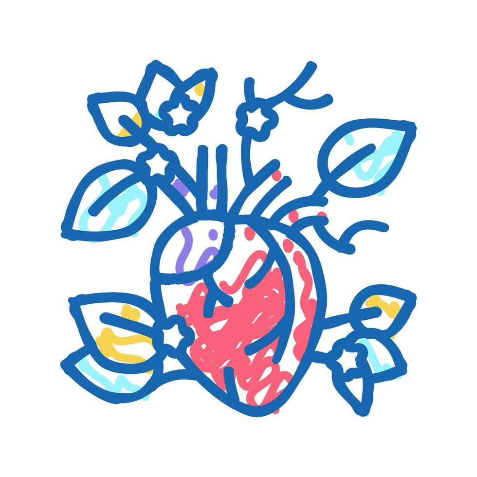 blooming heart icon doodle illustration vector