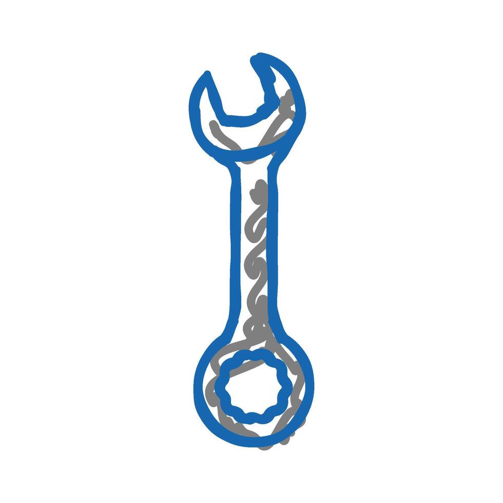 combination wrench tool icon doodle illustration vector
