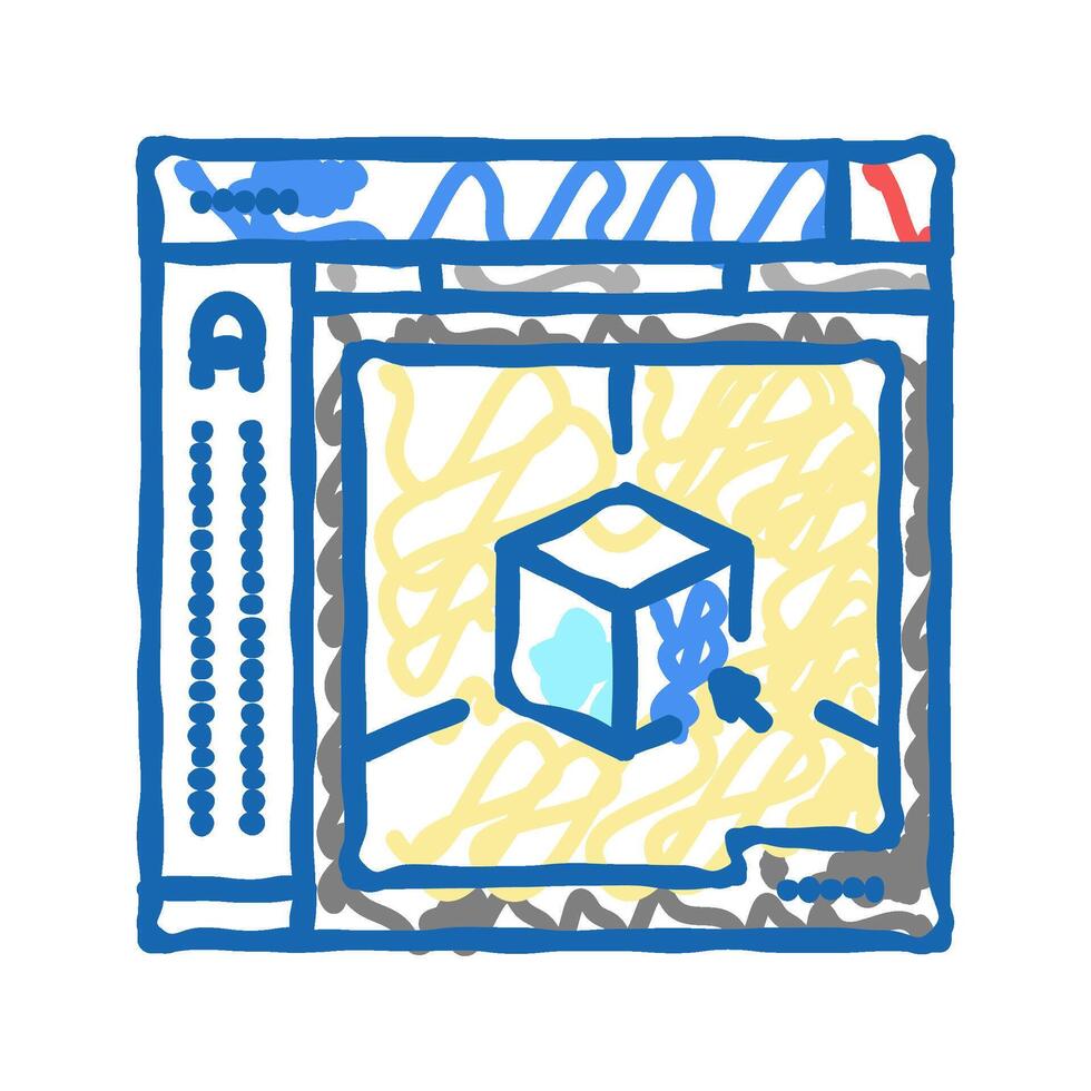 autocad 3d program icon doodle illustration vector