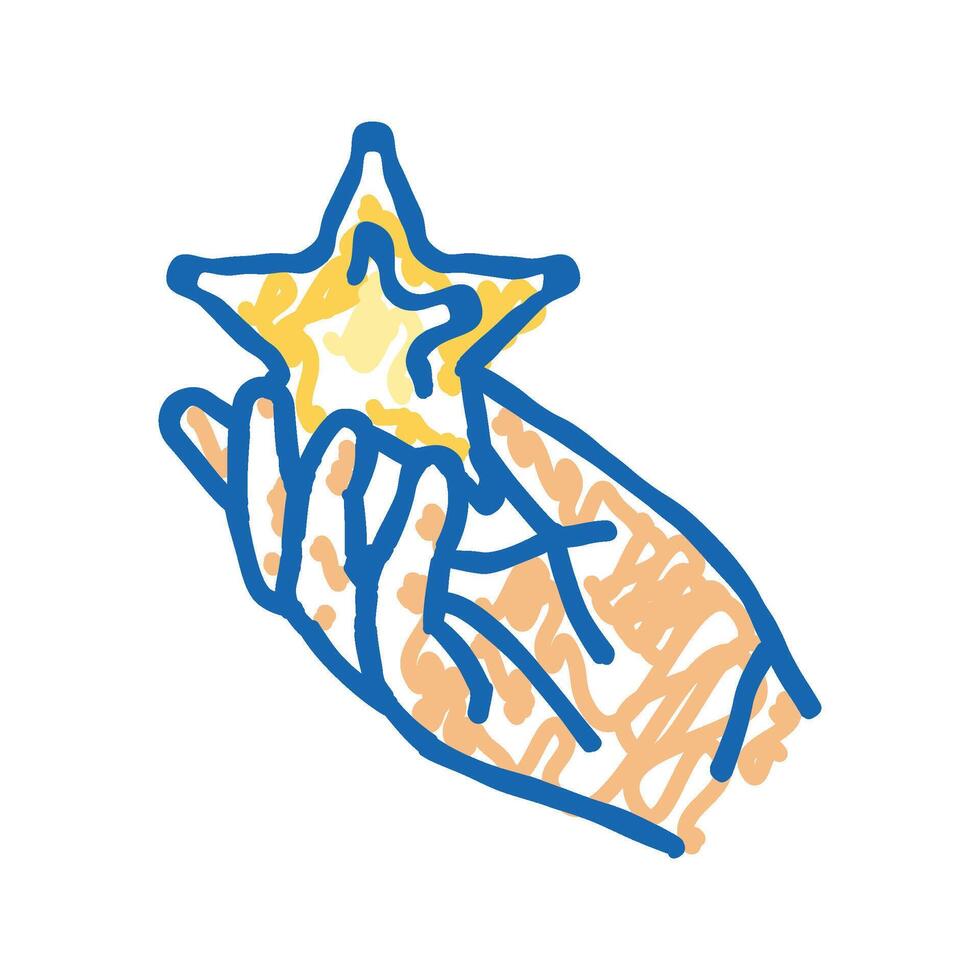 hand holding star icon doodle illustration vector