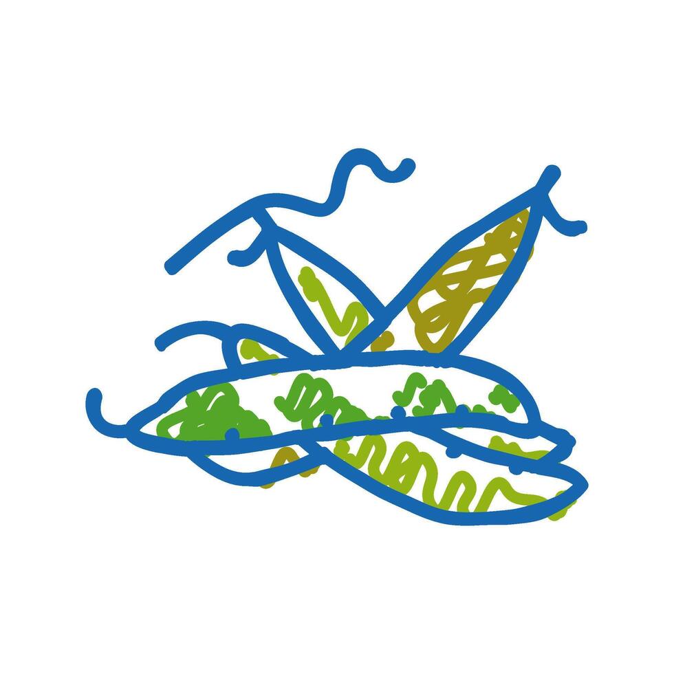peas pod icon doodle illustration vector