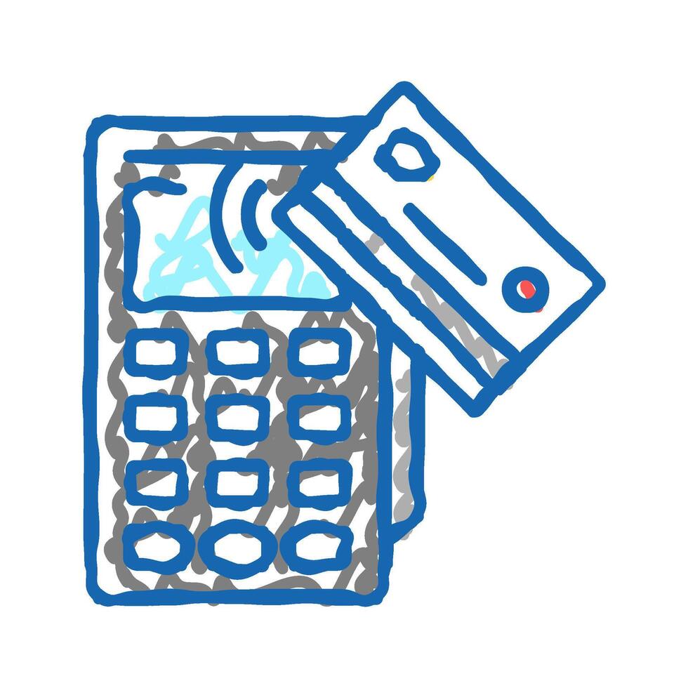 card contactless pay post terminal device icon doodle illustration vector
