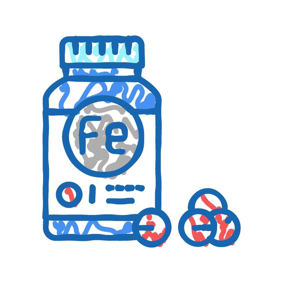iron supplements package icon doodle illustration vector