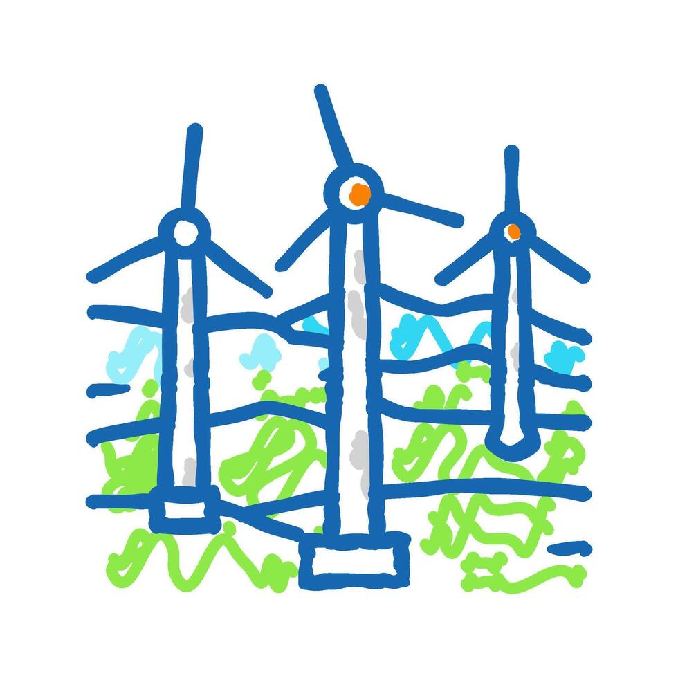 floating wind turbine icon doodle illustration vector