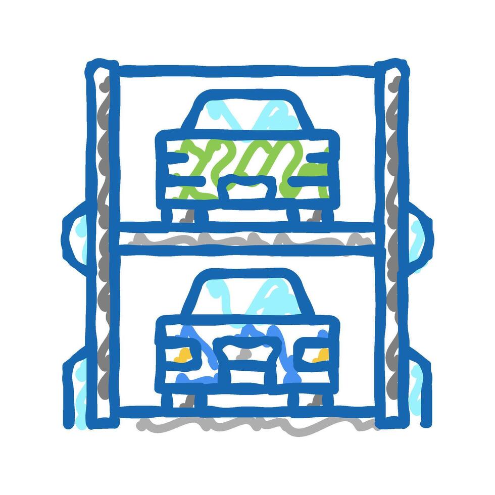 modern multilevel parking icon doodle illustration vector