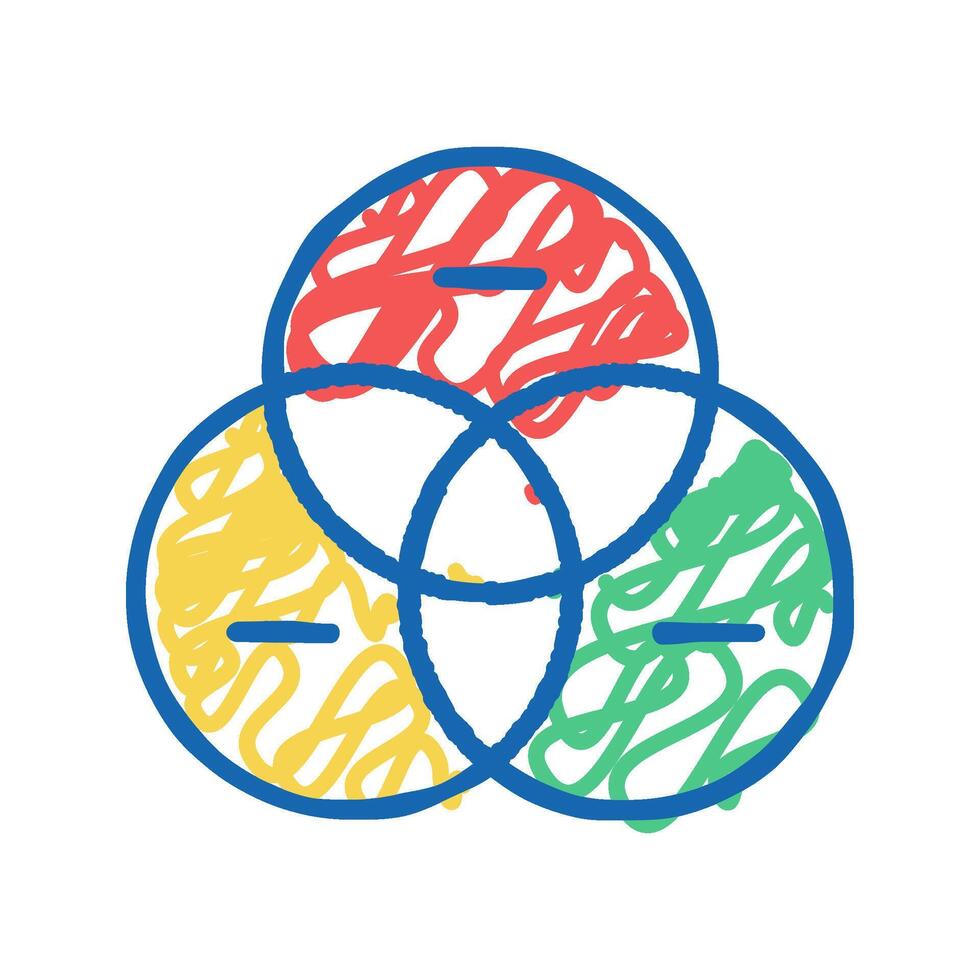 venn diagram icon doodle illustration vector