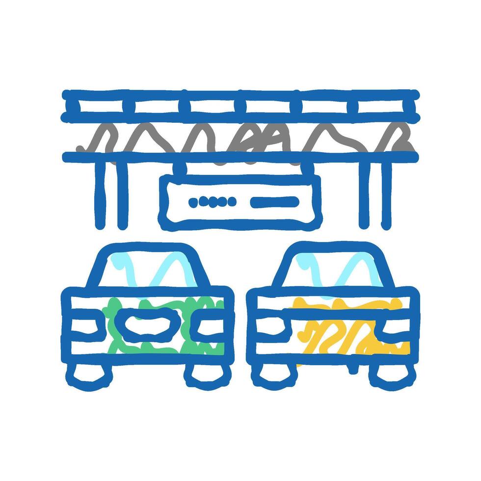 bridge traffic jam icon doodle illustration vector
