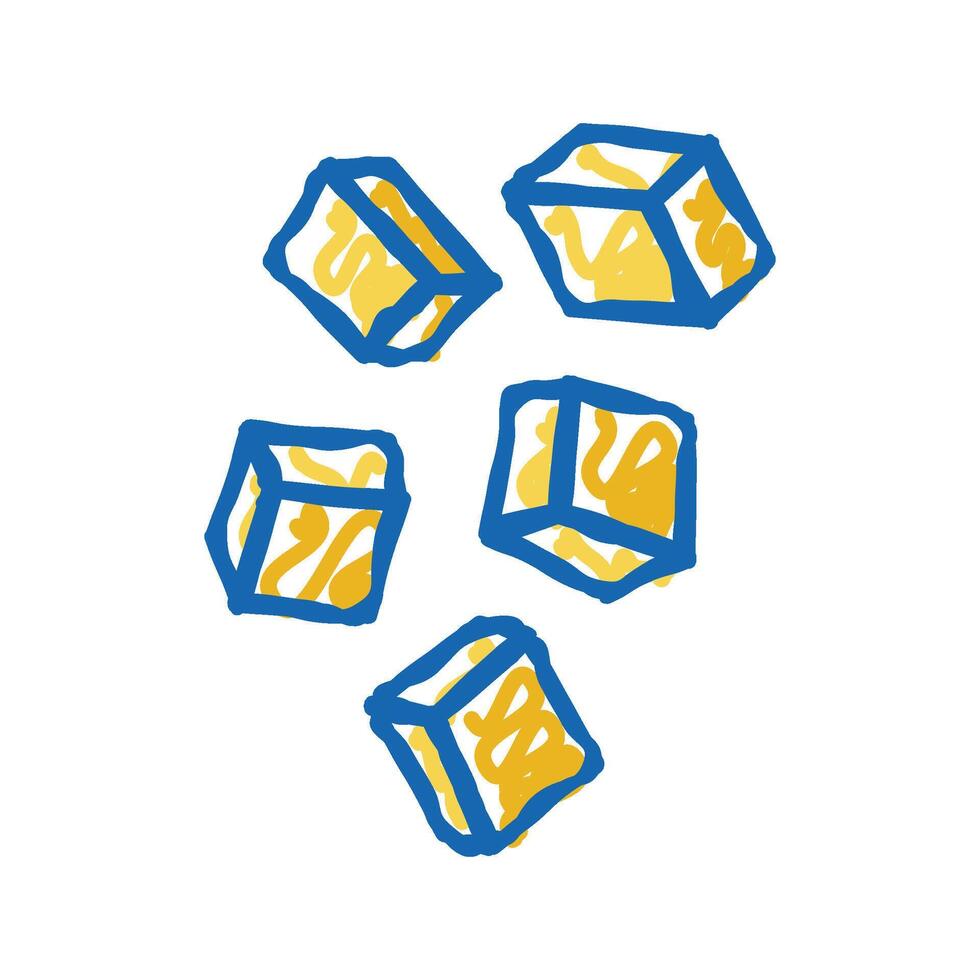 cube cut mango icon doodle illustration vector