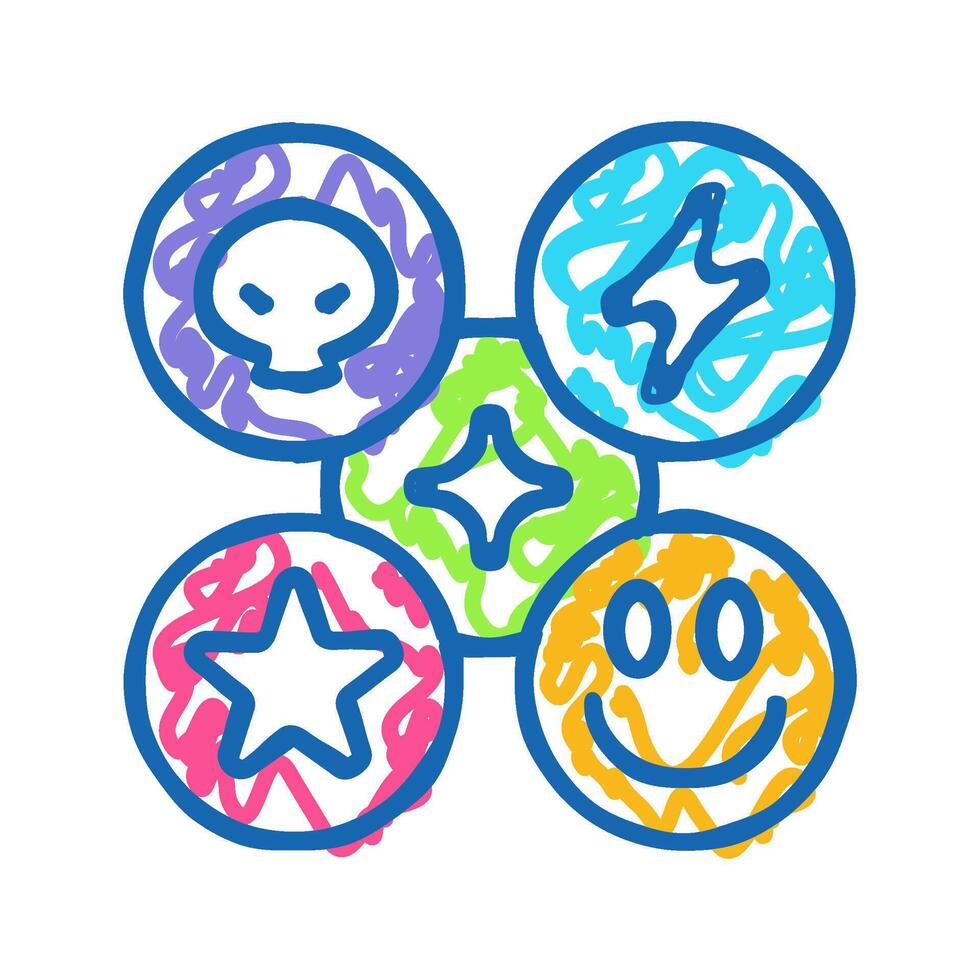 ecstasy mdma rave retro icon doodle illustration vector