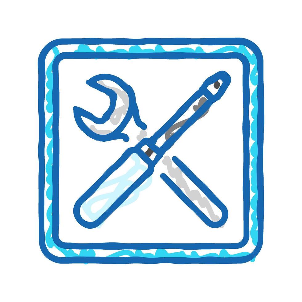 quick assembly product label caution icon doodle illustration vector