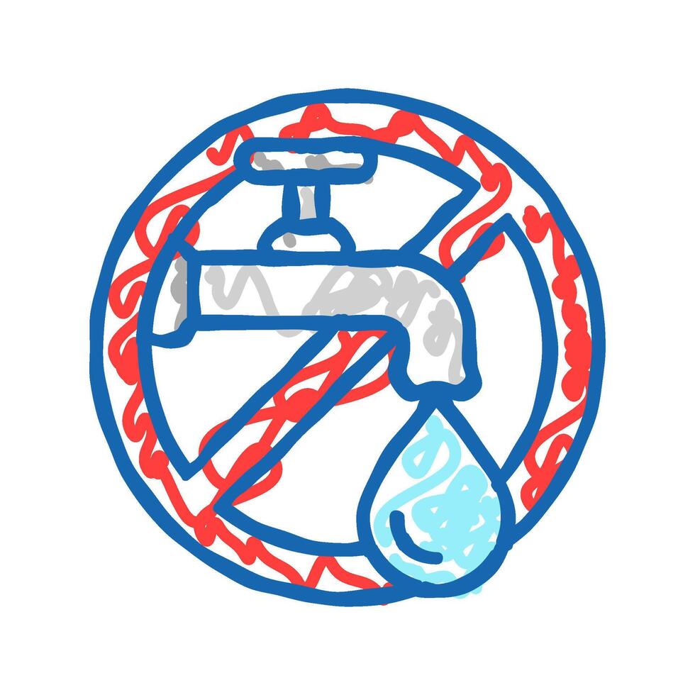 turn off tap reminder water saving icon doodle illustration vector