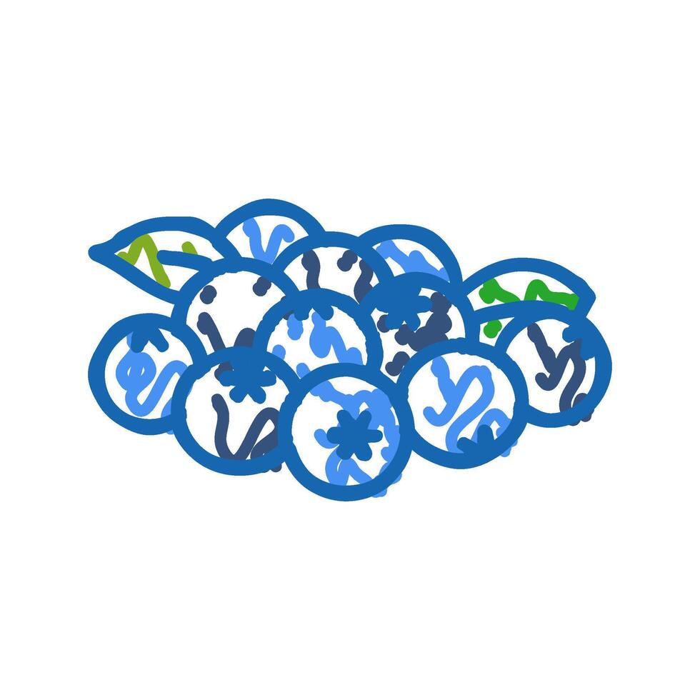 bunch of blueberries leaf icon doodle illustration vector