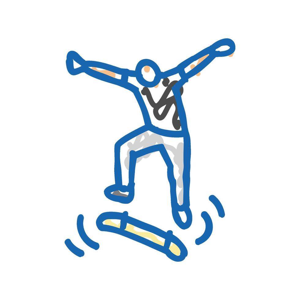 kickflip skate sport icon doodle illustration vector