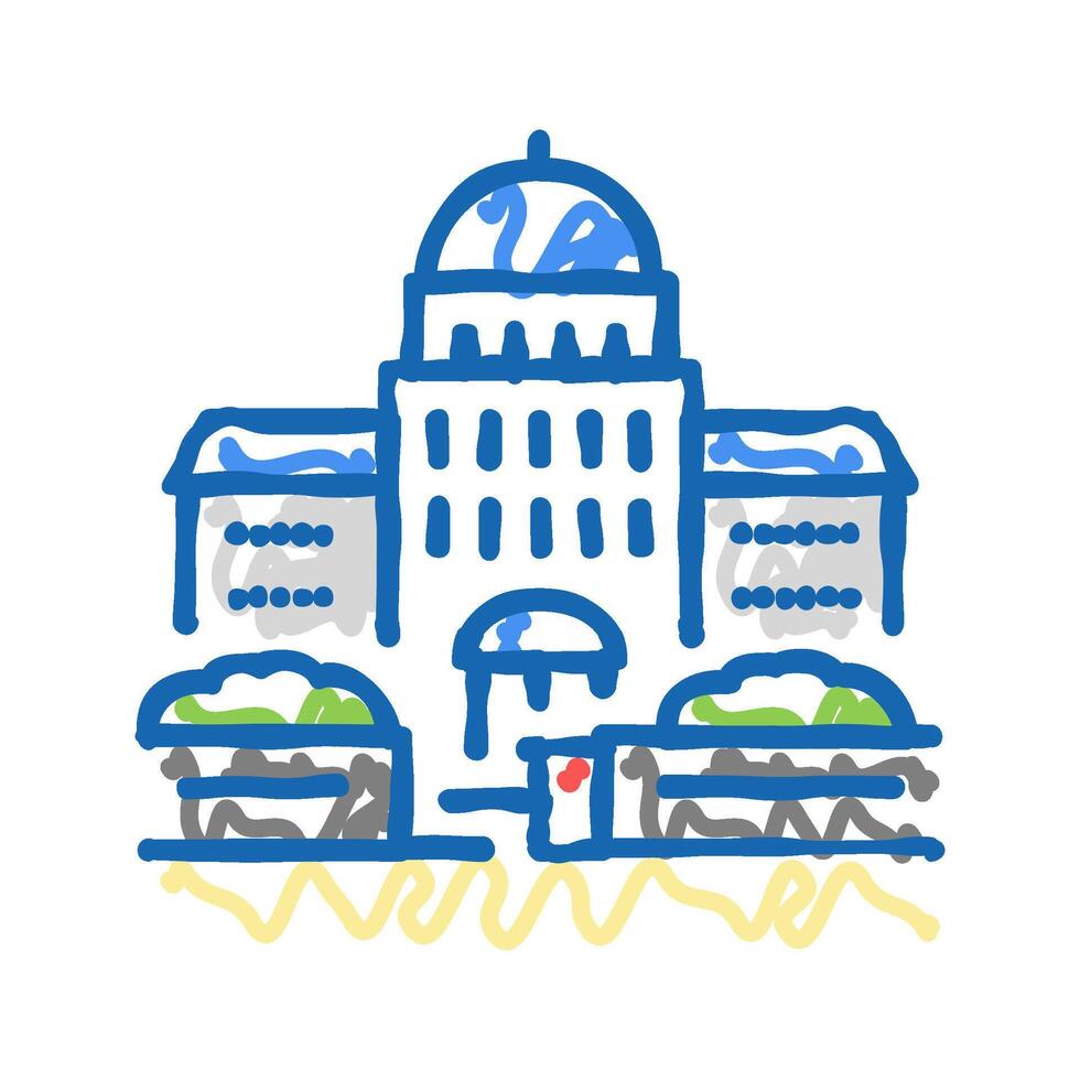 parliament state structure building icon doodle illustration vector