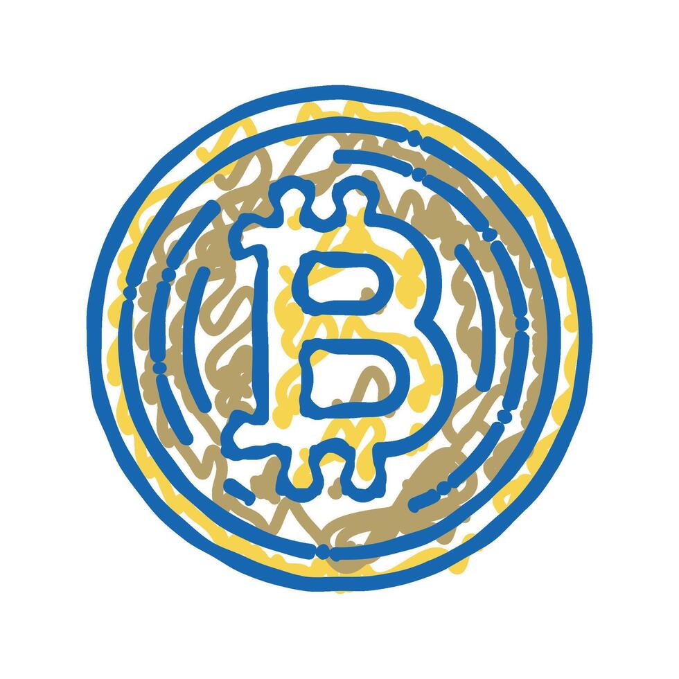 bitcoin cryptocurrency icon doodle illustration vector