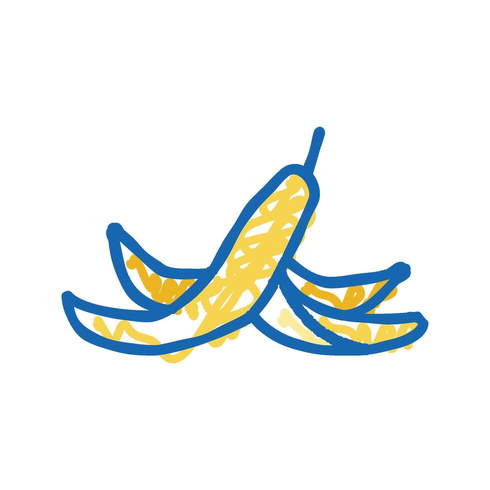 peel banana icon doodle illustration vector