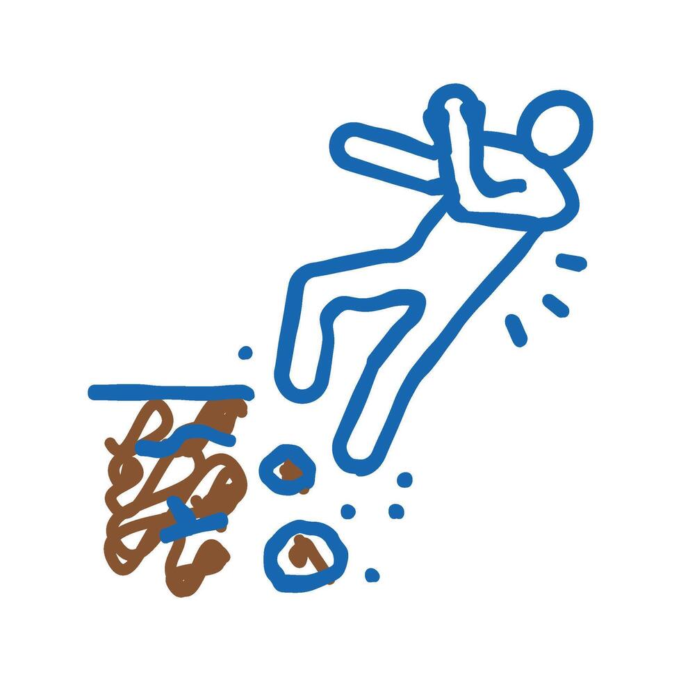 fall cliff man accident icon doodle illustration vector