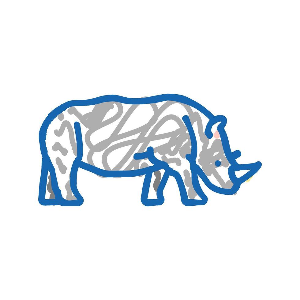 rhino animal in zoo icon doodle illustration vector
