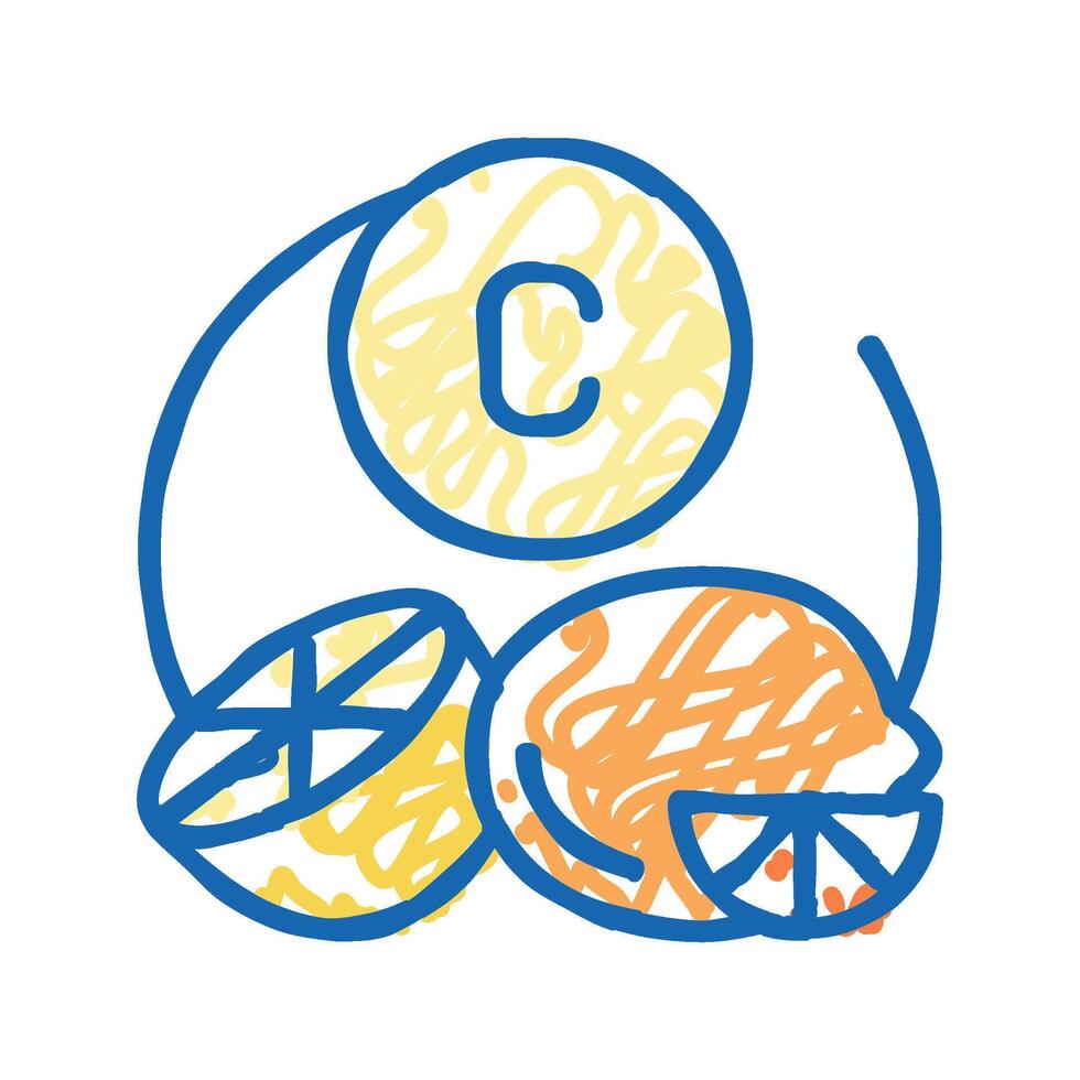 c vitamin citrus icon doodle illustration vector