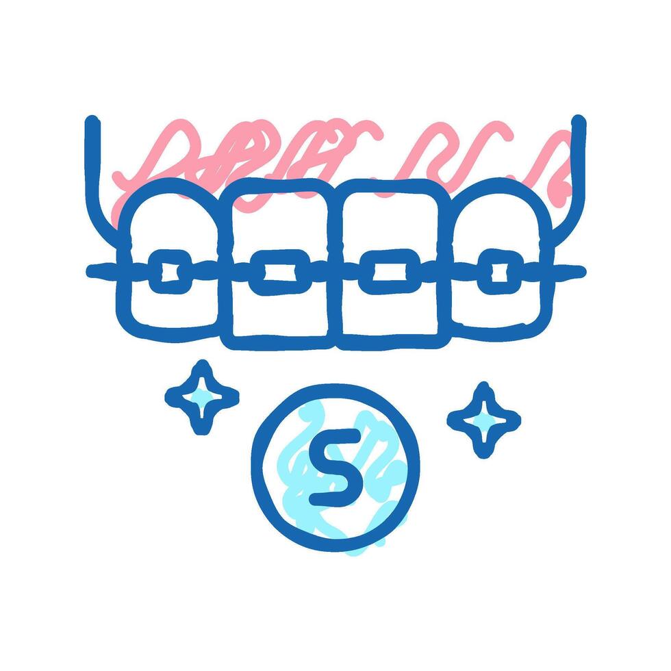 sapphire material tooth braces icon doodle illustration vector