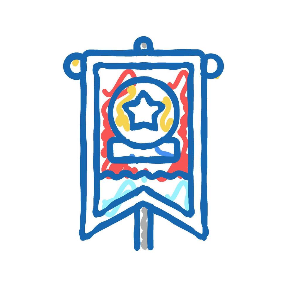 flag parade festival attribute icon doodle illustration vector