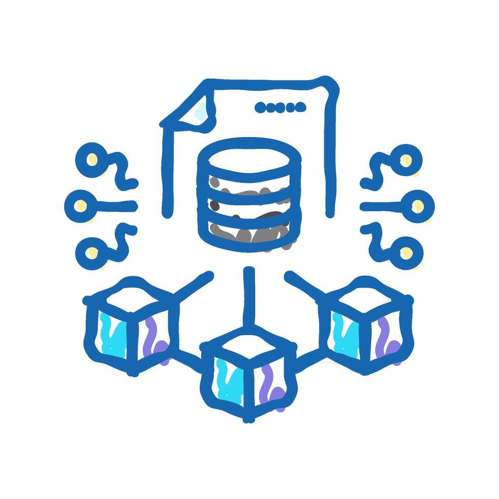 blockchain ledger cryptocurrency mining icon doodle illustration vector