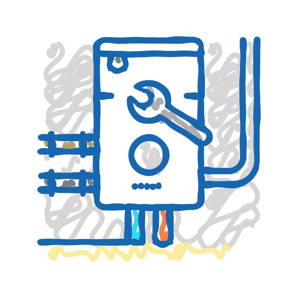 water heater boiler installing icon doodle illustration vector