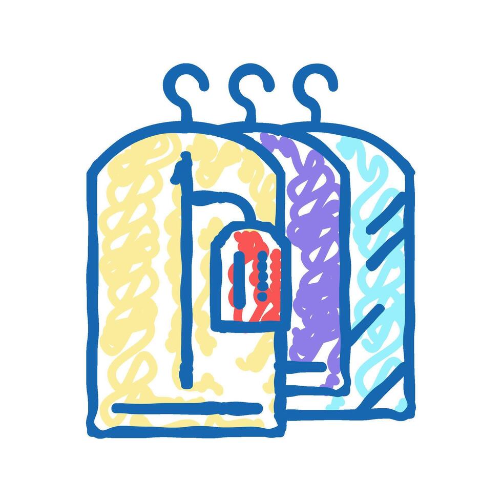 clean clothes in dry cleaning service icon doodle illustration vector