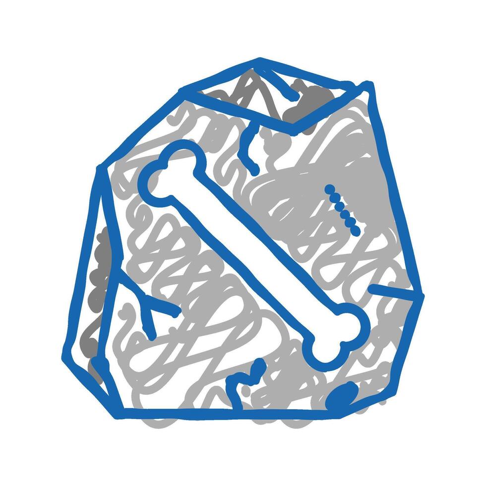 bone in stone icon doodle illustration vector