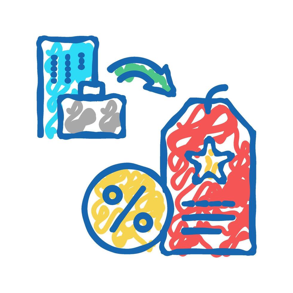 staff discount benefits icon doodle illustration vector