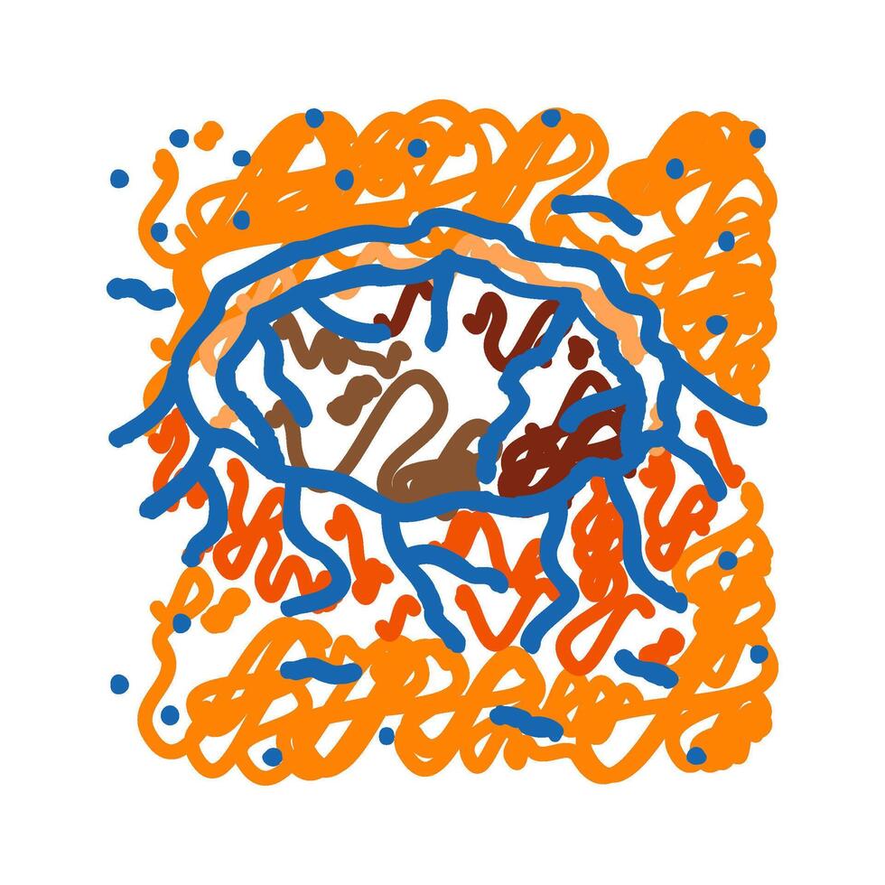mars crater planet icon doodle illustration vector