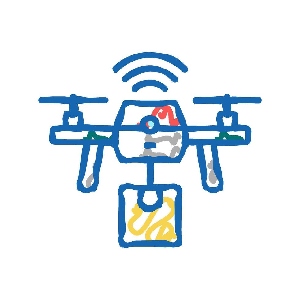 drone delivery icon doodle illustration vector