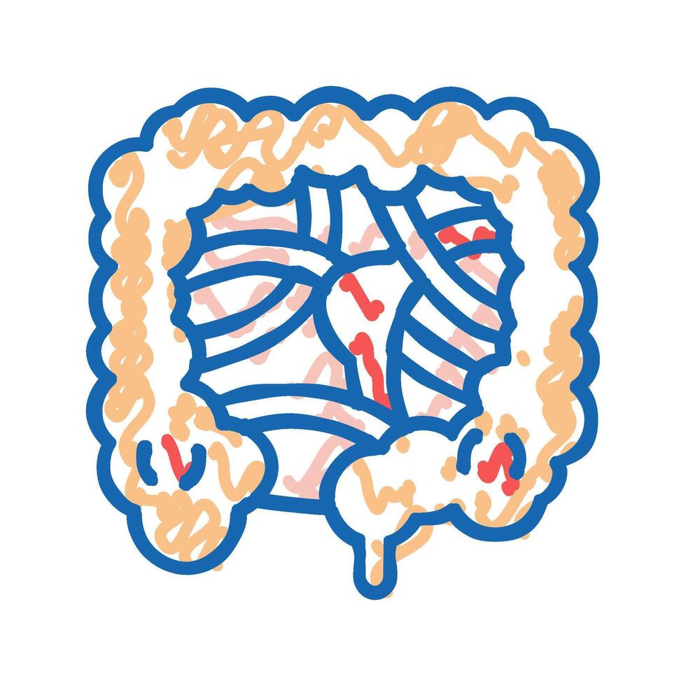 intestinal obstruction disease icon doodle illustration vector