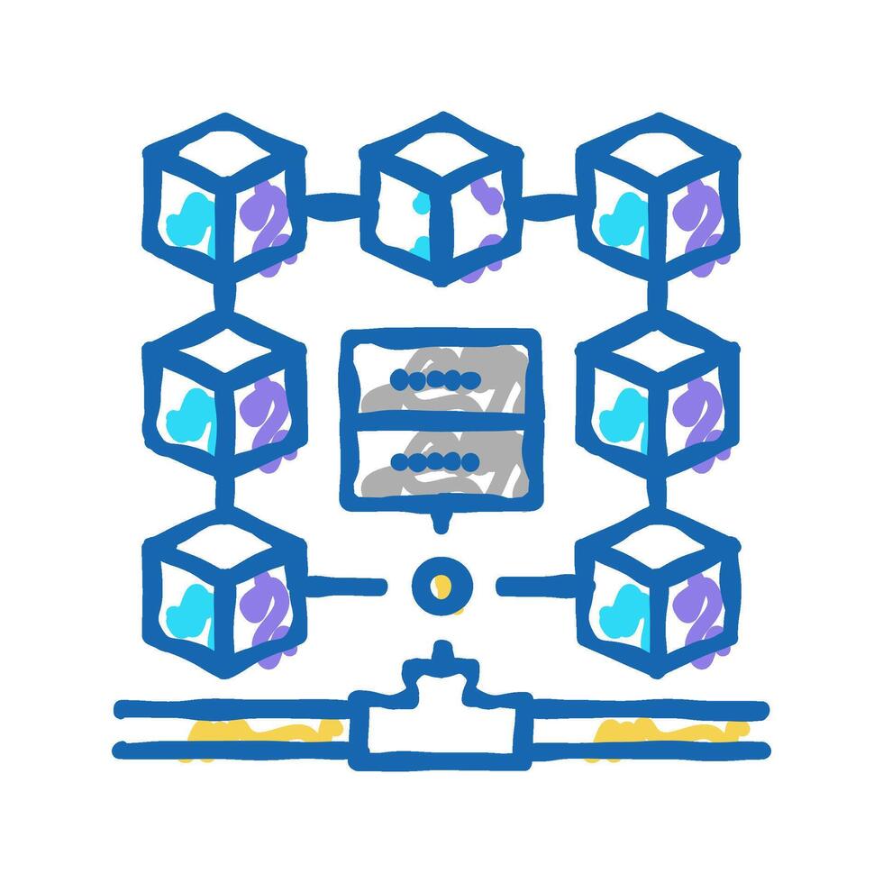 data system icon doodle illustration vector