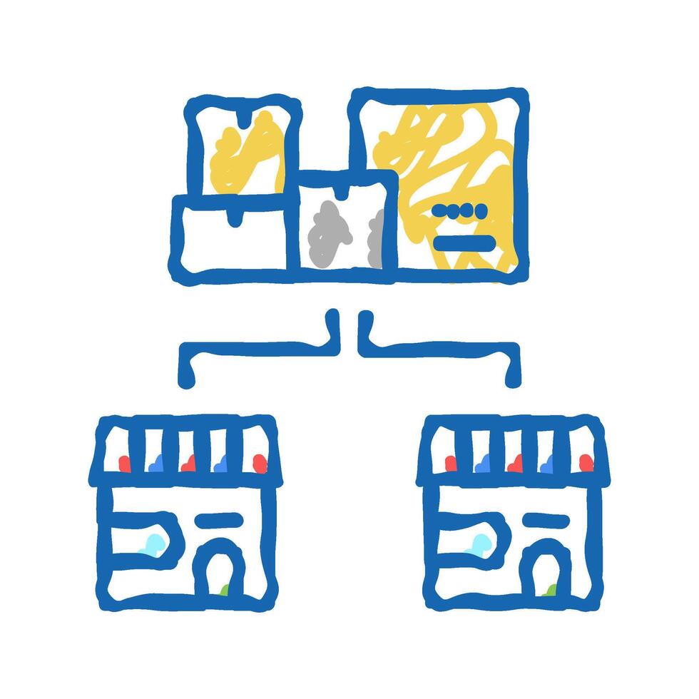 delivery to shop packages icon doodle illustration vector