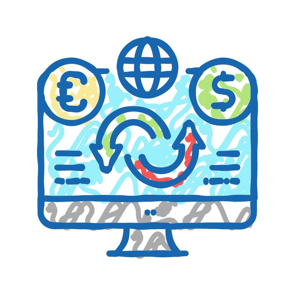 sale or purchase of foreign currency icon doodle illustration vector