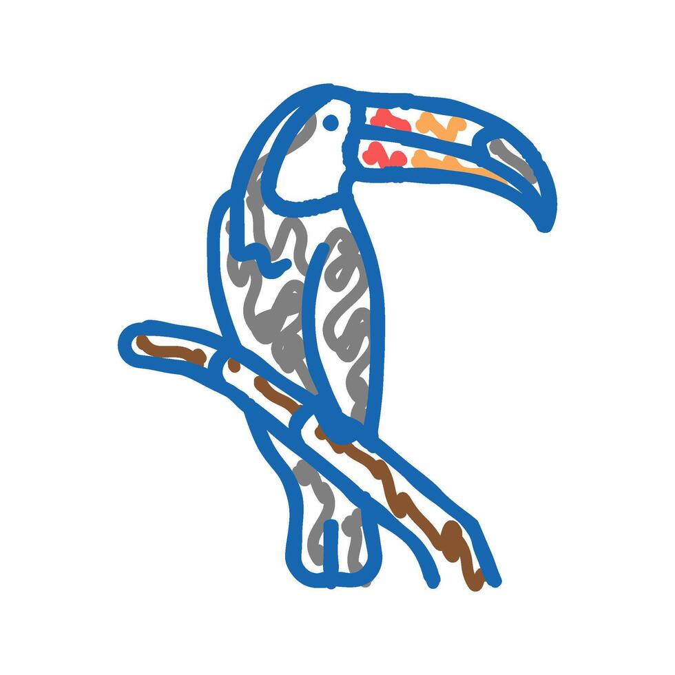 toucan bird in zoo icon doodle illustration vector