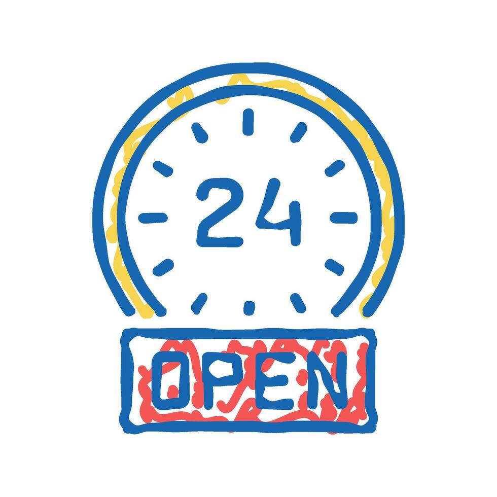 round clock work motel icon doodle illustration vector