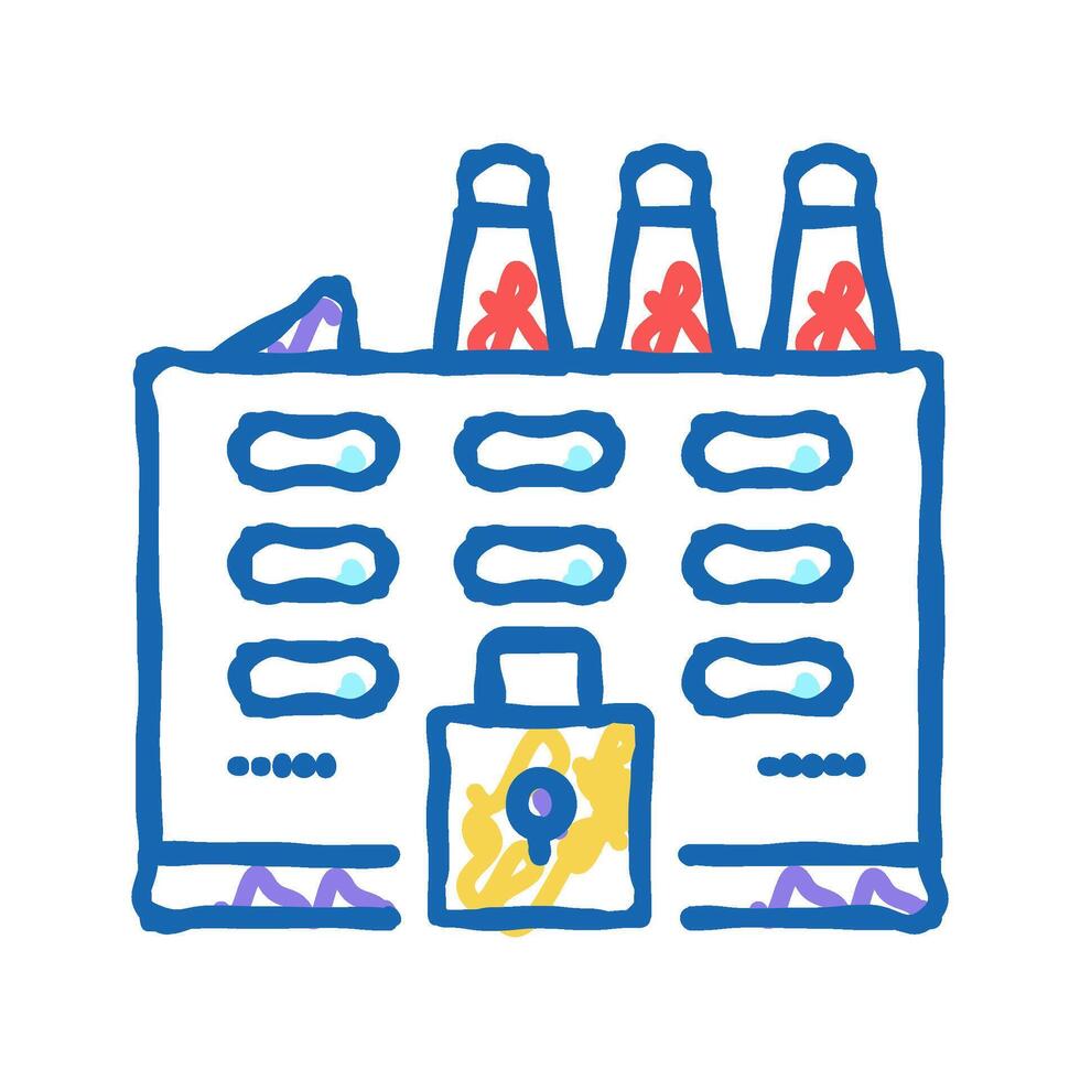 closed factory icon doodle illustration vector