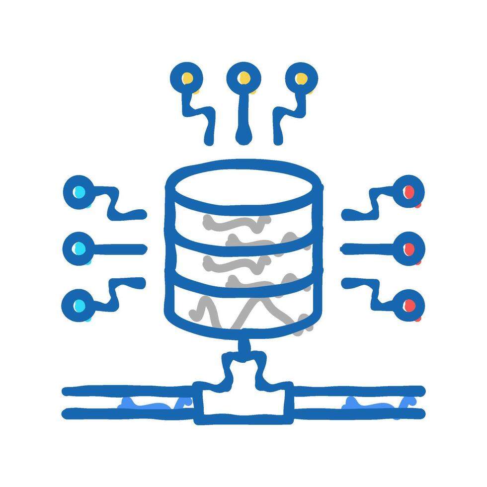 electronic connection digital processing icon doodle illustration vector