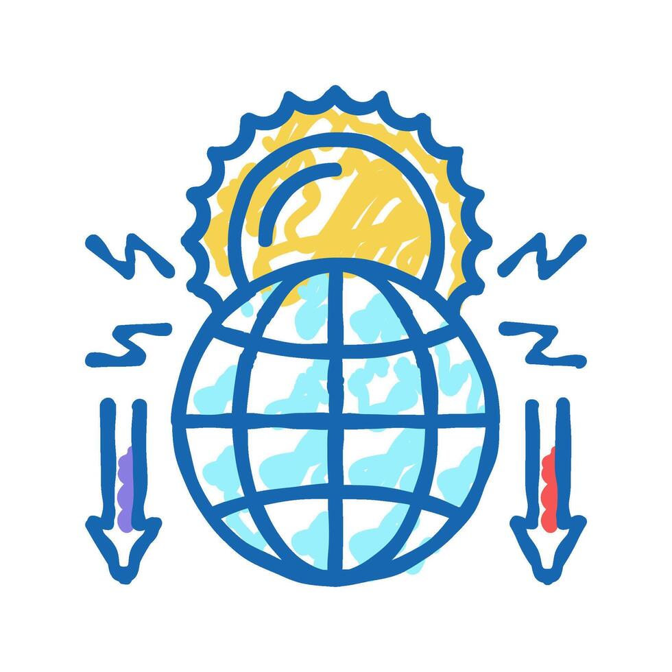 climate change and destruction of nature social problem icon doodle illustration vector