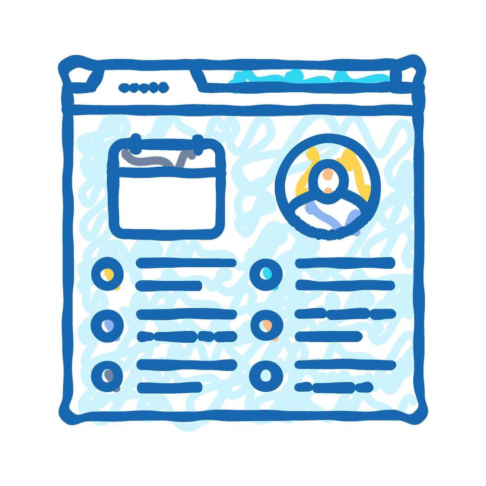 event schedule virtual conference icon doodle illustration vector