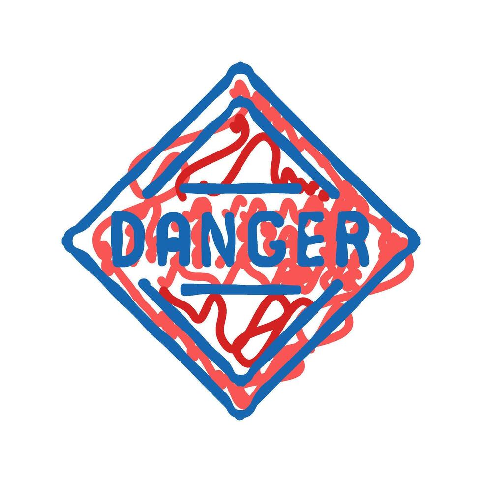 danger sign icon doodle illustration vector