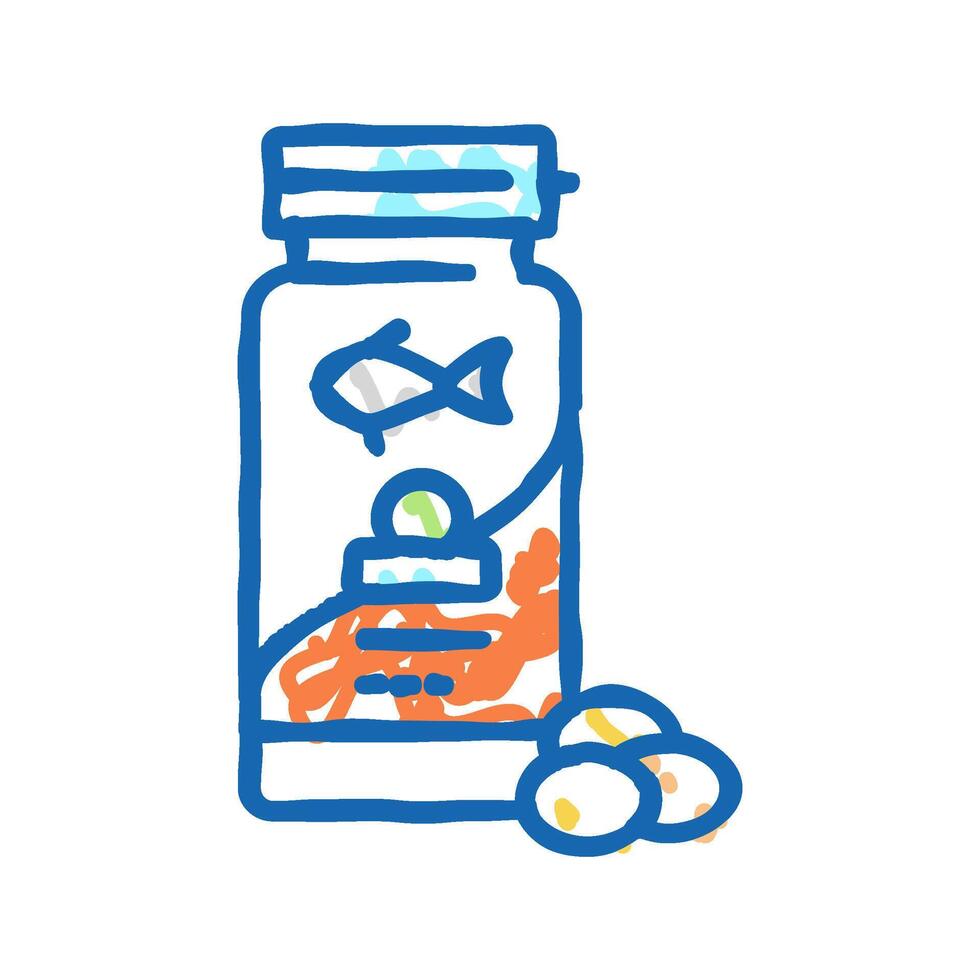 salmon omega3 oil icon doodle illustration vector