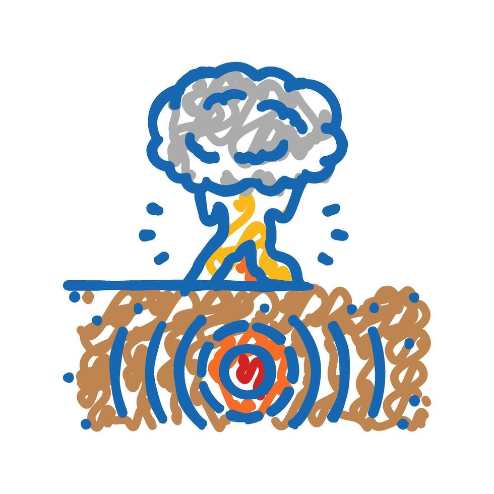 explosion earthquake disaster icon doodle illustration vector