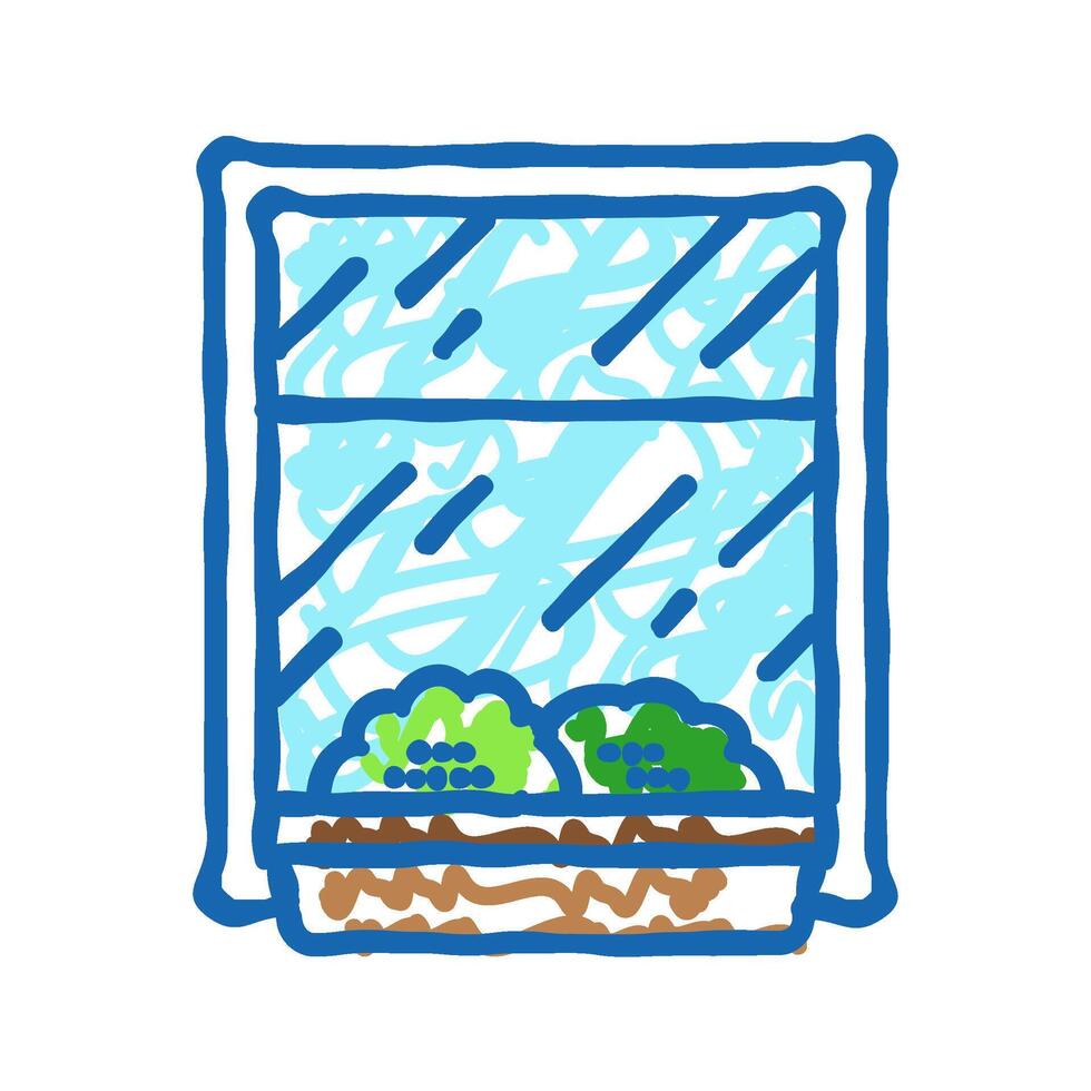 window boxes urban gardening icon doodle illustration vector