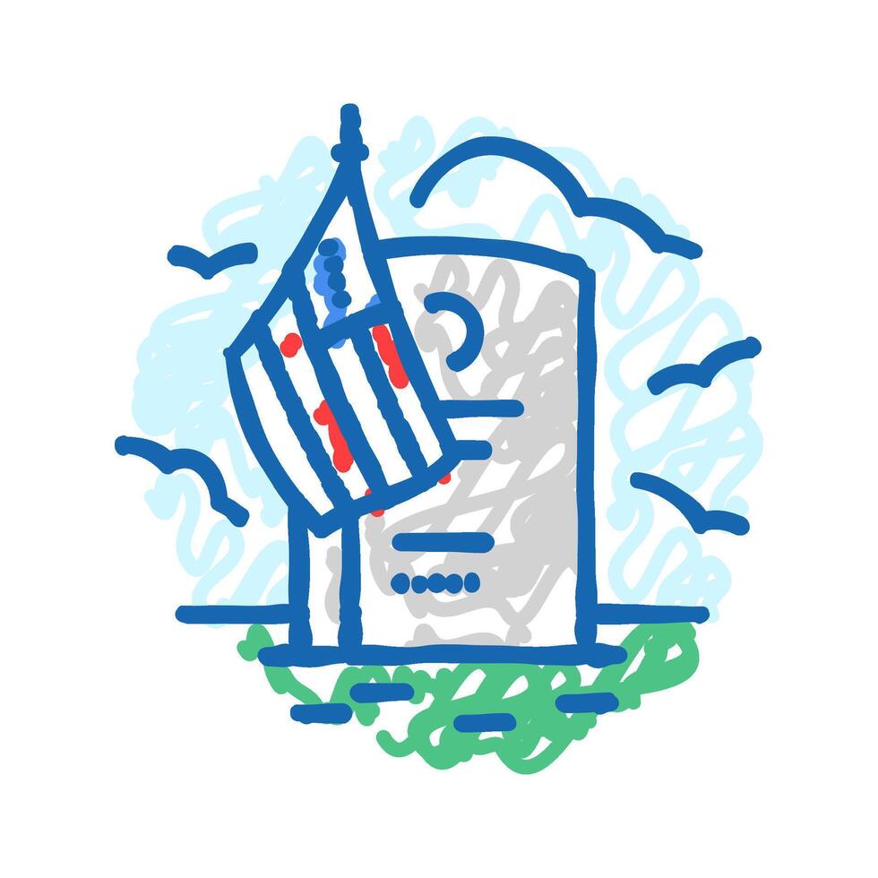 memorial day usa holiday icon doodle illustration vector